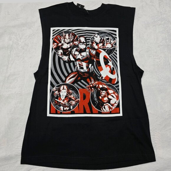 Marvel ✦ Avengers Graphic Sleeveless T-Shirt ✦ Black Red White Hero Design M NWT - Picture 2 of 5